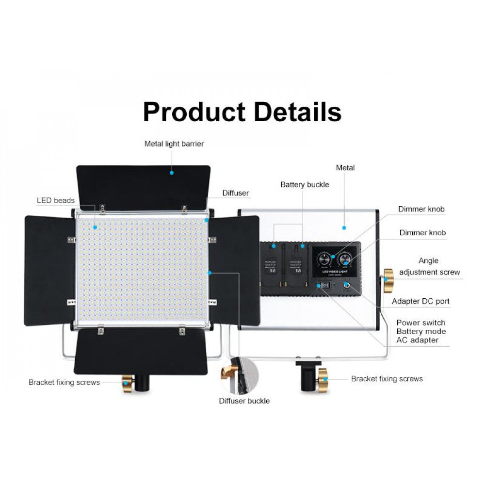 Лампа відеосвітло LED NEERWER NL660S 40W Bi-color LED 660pcs color 3300-5600K CRI 96+
