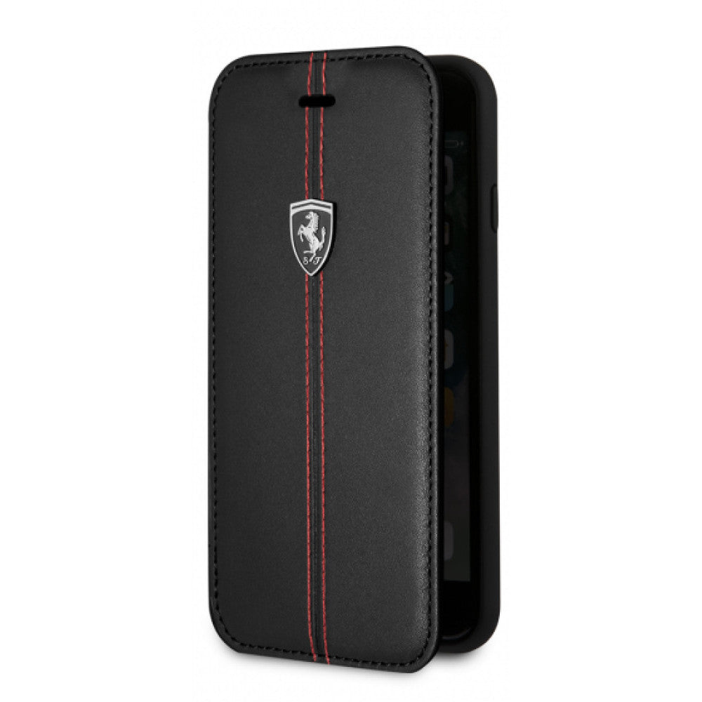 Ferrari Heritage Book Type Case With Vertical Contrasted Stripe iPhone 7 Plus ; 8 Plus Black