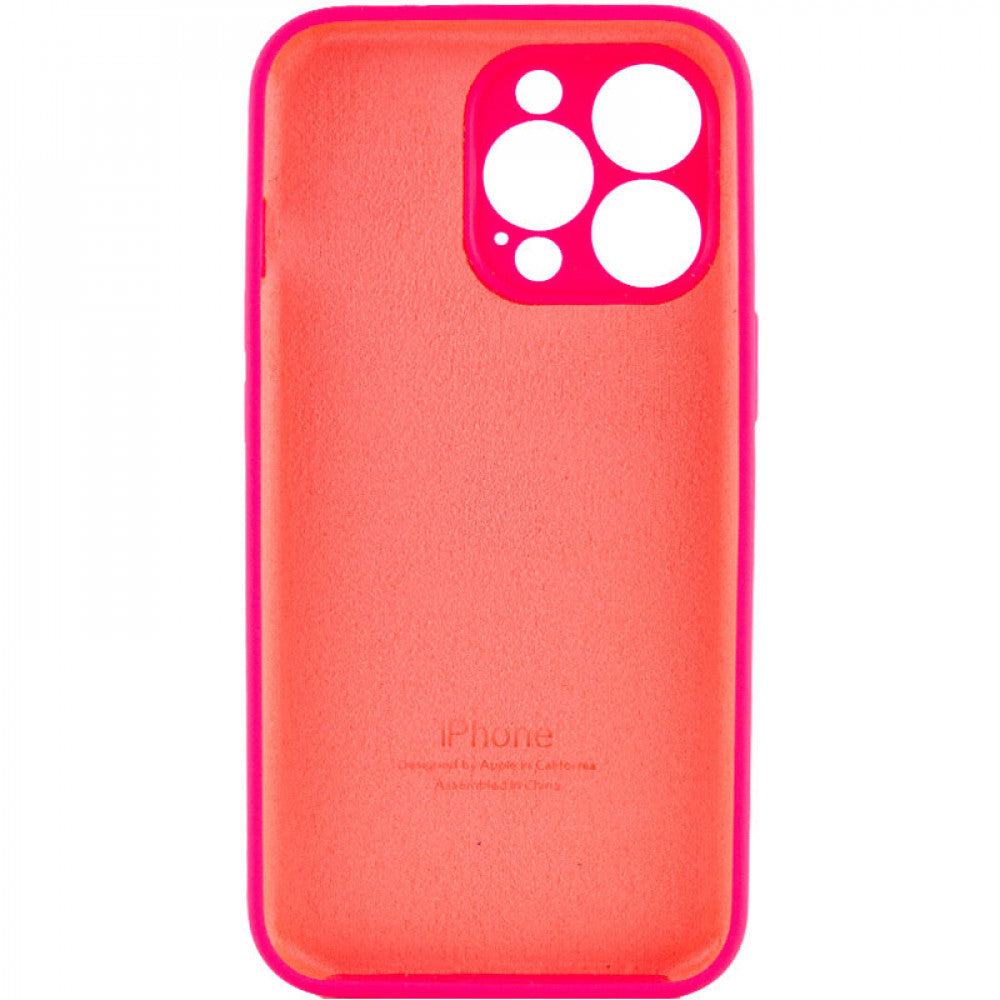 Original Silicone Case with protective camera iPhone 13 Pro Max — Neon Pink (47)