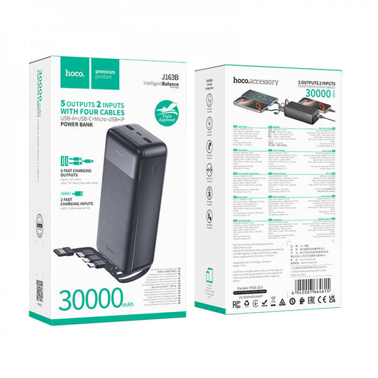 Power Bank 30000 mAh | PD20W+QC3.0 — Hoco J163B  — Black