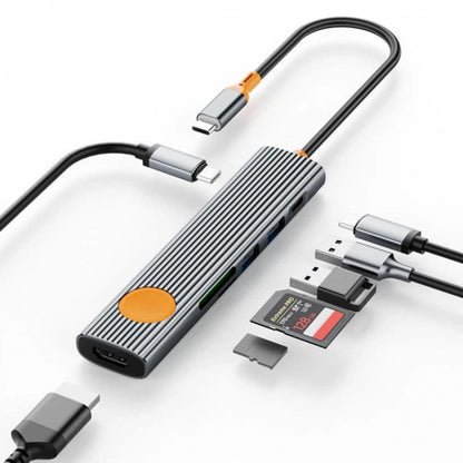 USB-концентратор WiWU Travelling Wi-HB007, USB-C, 7 портов USB.