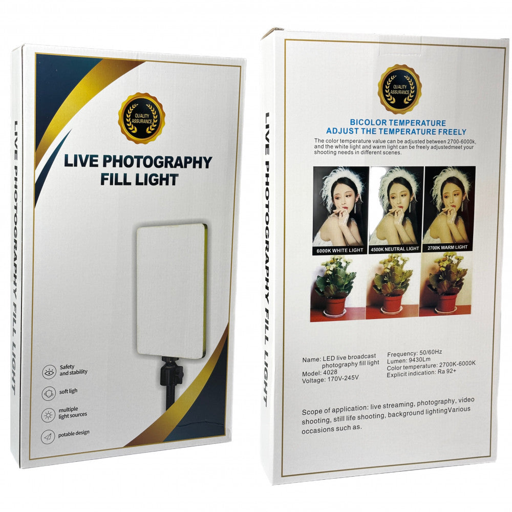 Лампа видеосвет LED 4028 40x28 cm 204, Lights 2700K-6000K