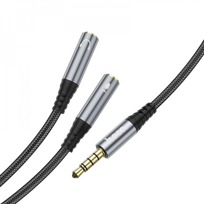 Cable Aux (Male to 2 Female) (0.25m) Hoco UPA21 — Metal Gray