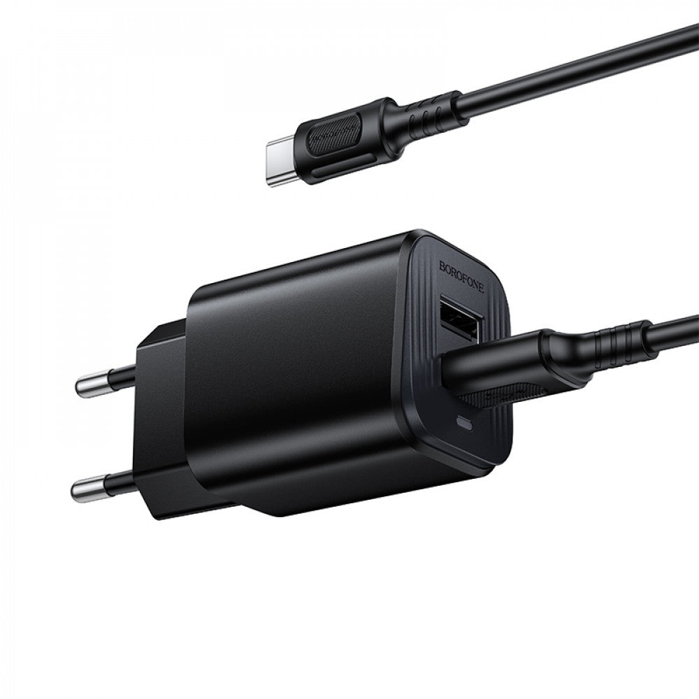 Home Charger 2.1A 2U USB C Cable (1m) Borofone BAS81A — Black