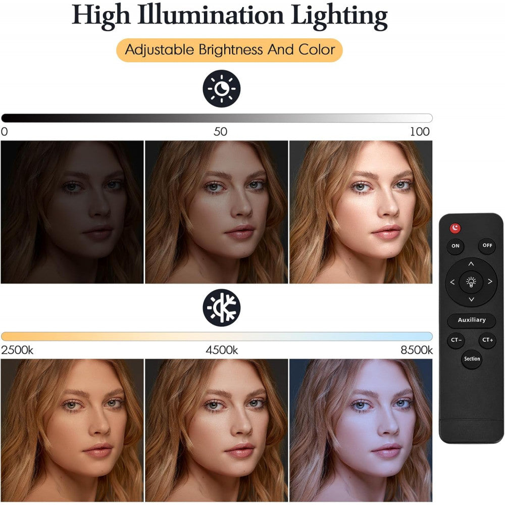 Студийный LED-прожектор P60S, двухцветная, 2500 K-8500 K, КРИ 95, с ручкой, для освещения відеозйомки и влогов