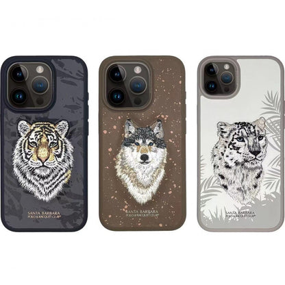 Накладка Чехлы Polo Savanna Leather Case iPhone 15 Pro — Snow Leopard-Grey