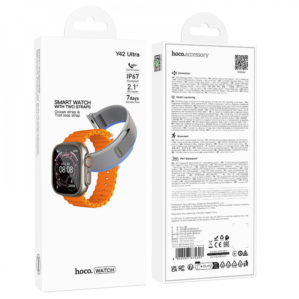 Smart Sports Watch (Call Version) Hoco Y42 Ultra  — Titanium gold