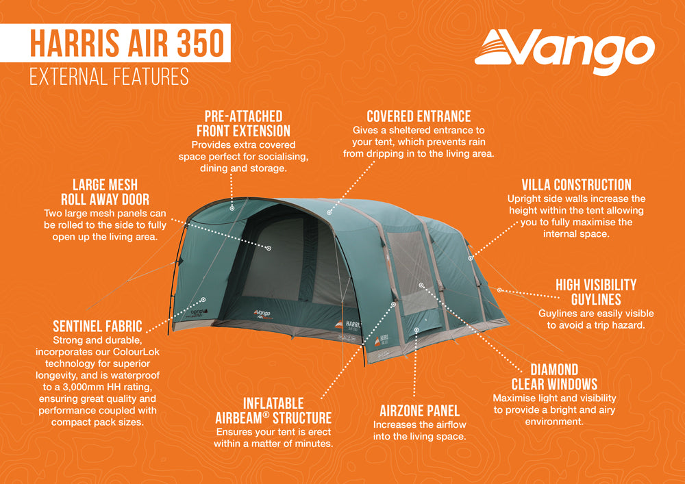 Палатка тримісна Vango Harris Air 350 Mineral Green (TETHARRAI000001)