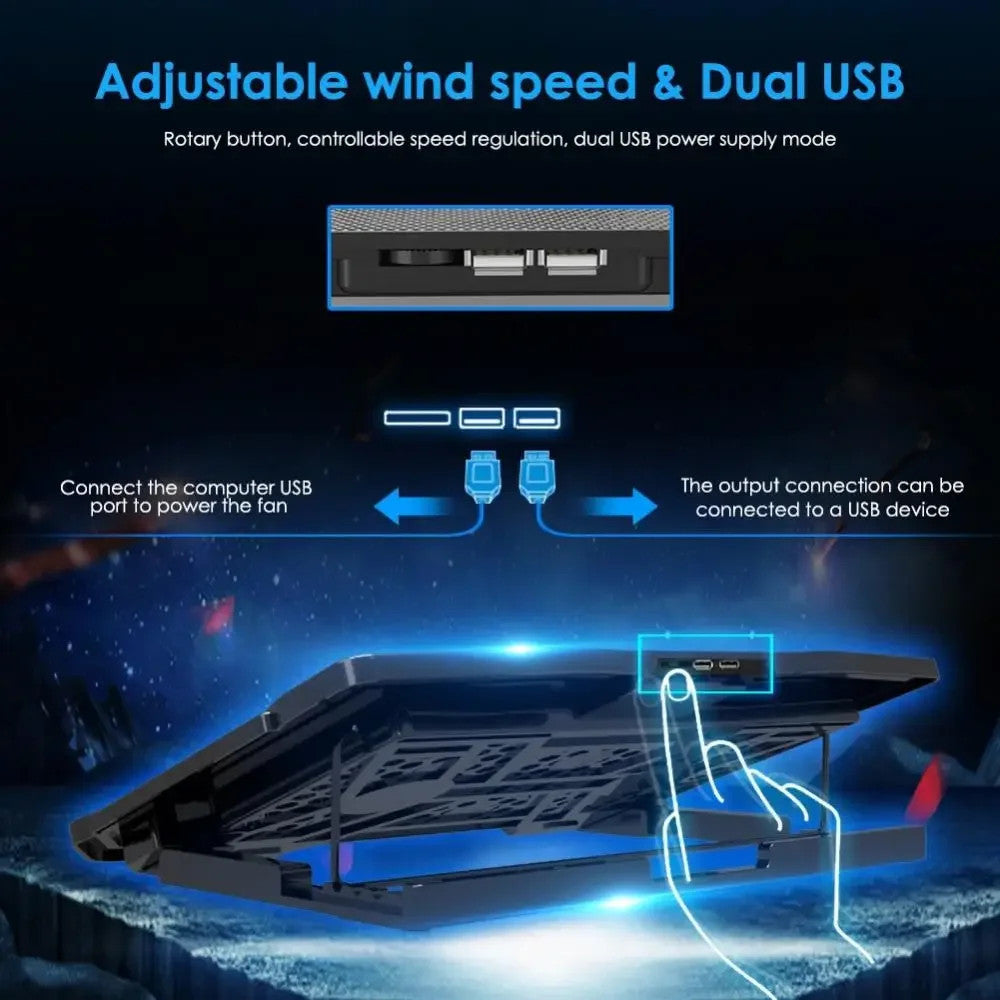 Охлаждающая Подставка кулер для ноутбука H9 (2 USB порта + 6 вентиляторов)