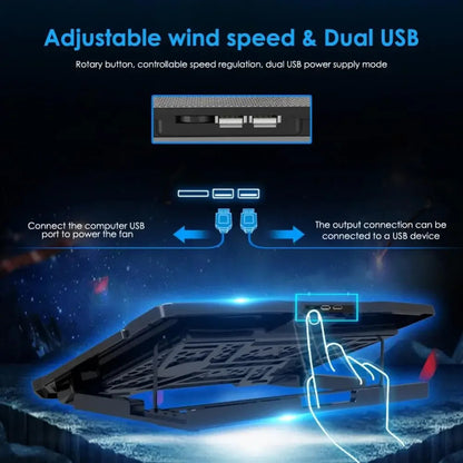 Охлаждающая Подставка кулер для ноутбука H9 (2 USB порта + 6 вентиляторов)