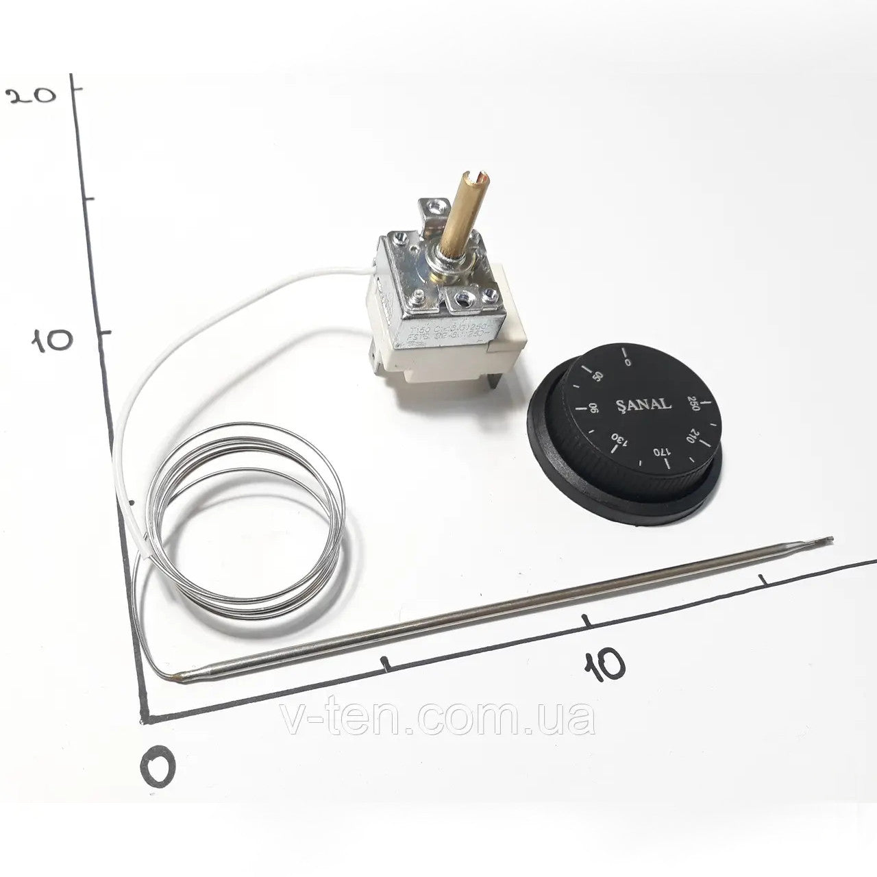 Electric oven thermostat WYF250Y 50-250°C long sensor 170 mm (2-pin)