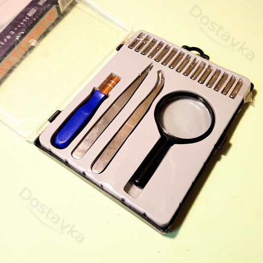 Набор инструмента 9315 (отвертка 15 в 1) (пинцеты) (лупа) для микроремонта