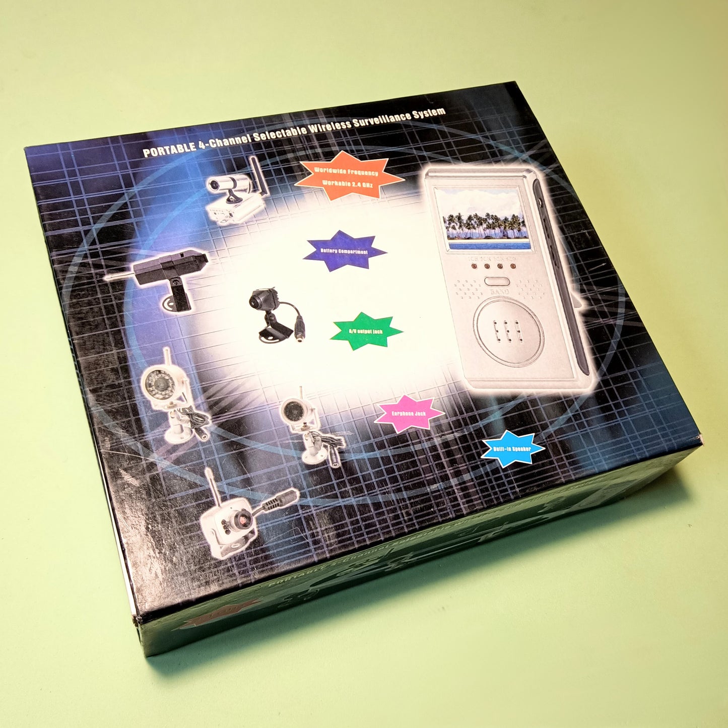 Домашний цифровой монитор TFT LCD 2,5" для беспроводного видеонаблюдения на 4 канала 2,4 ГГц.