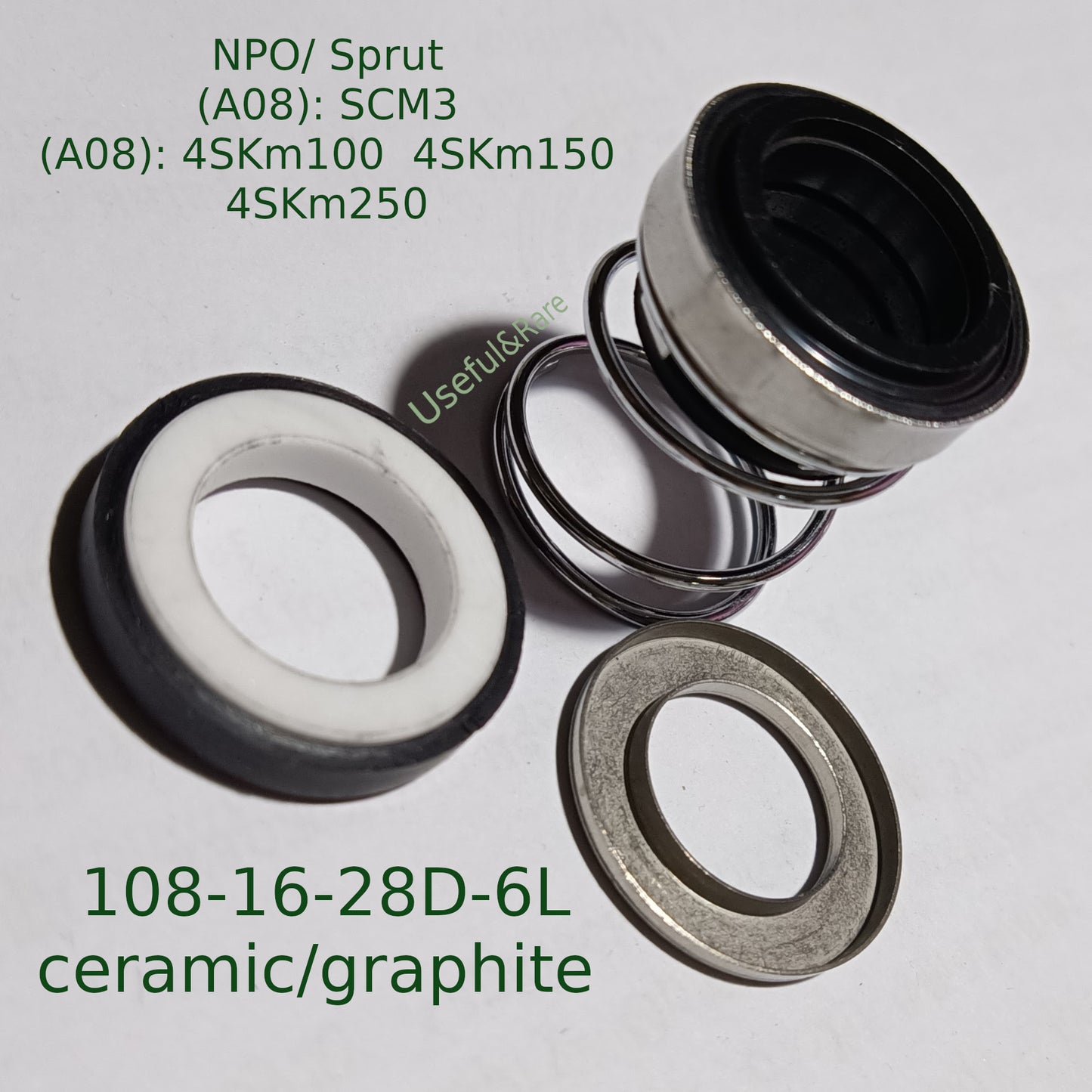 NPO/ Sprut 4SKm100 150 250 pump mechanical spring seal 108-16-28D-6L (ceramics/graphite)