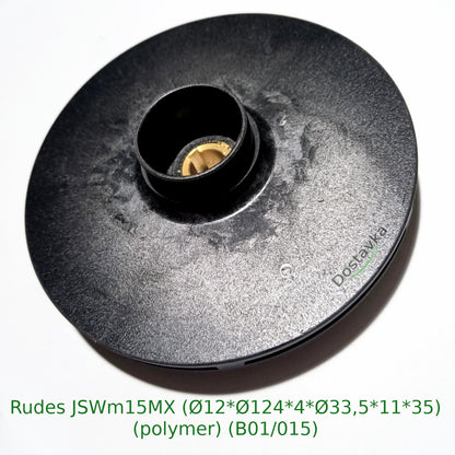 Rudes JSWm15MX water pump impeller wheel (Ø12*Ø124*4*Ø33,5*11*35) (polymer) (B01/015)