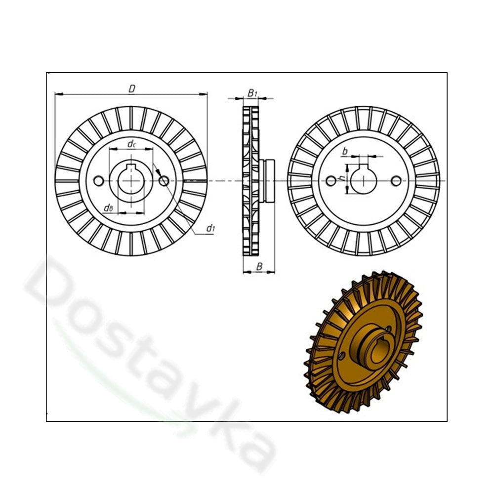 Крыльчатка d60*12 h6.5 водяного насоса Sprut, Optima QB60, AUQB 60