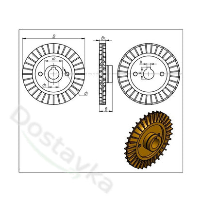 Крыльчатка d60*12 h6.5 водяного насоса Sprut, Optima QB60, AUQB 60