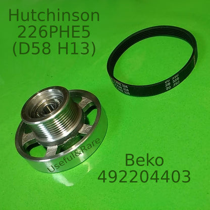 Шкив с ремнем Hutchinson 226PHE5 ( D58 H13) 492204403 для сушильной машины Beko