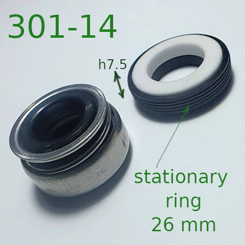 Pump mechanical seal 301-14 with ring d26 h7.5