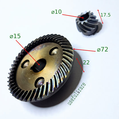 Шестерни d72*15 d10*h17.5 для 230-й болгарки УралСталь