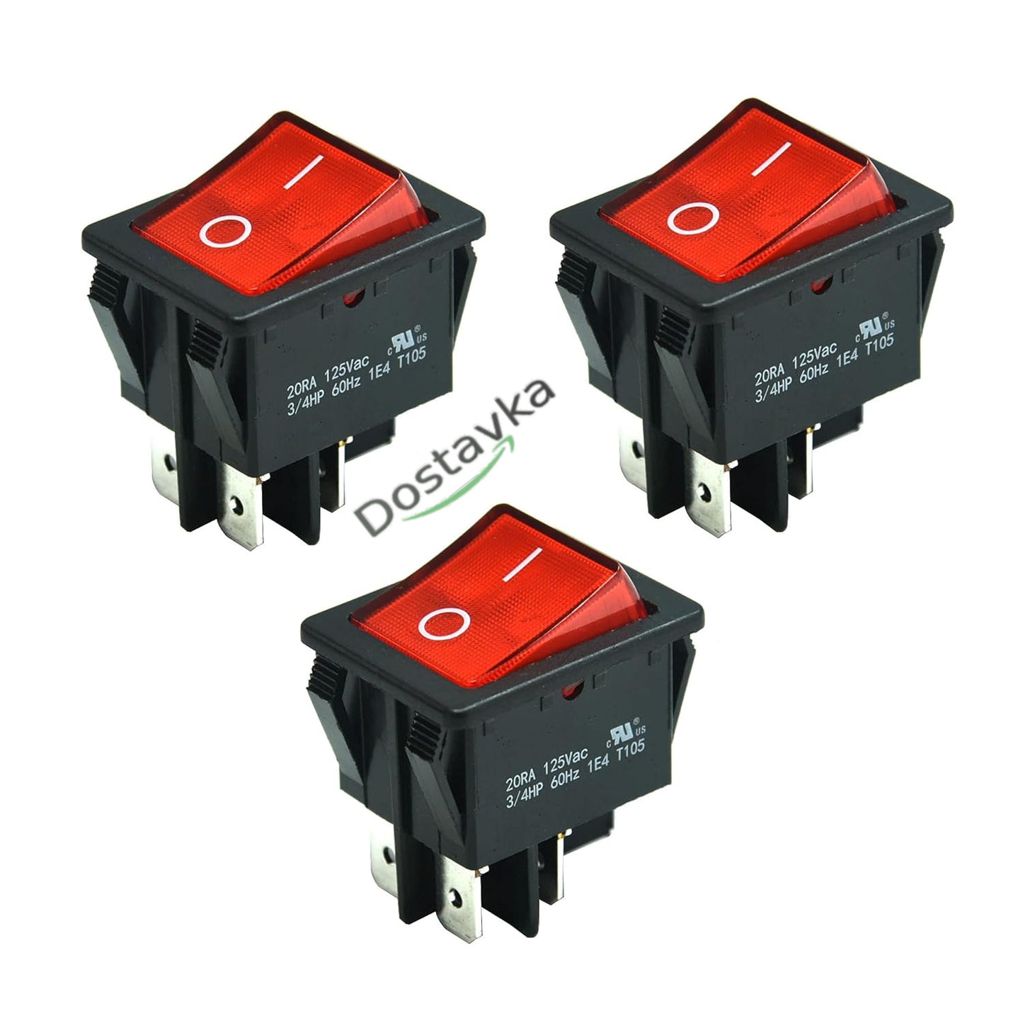 Кнопка KCD4 16A-250V 20A-125V T85/55 на 4 контакта