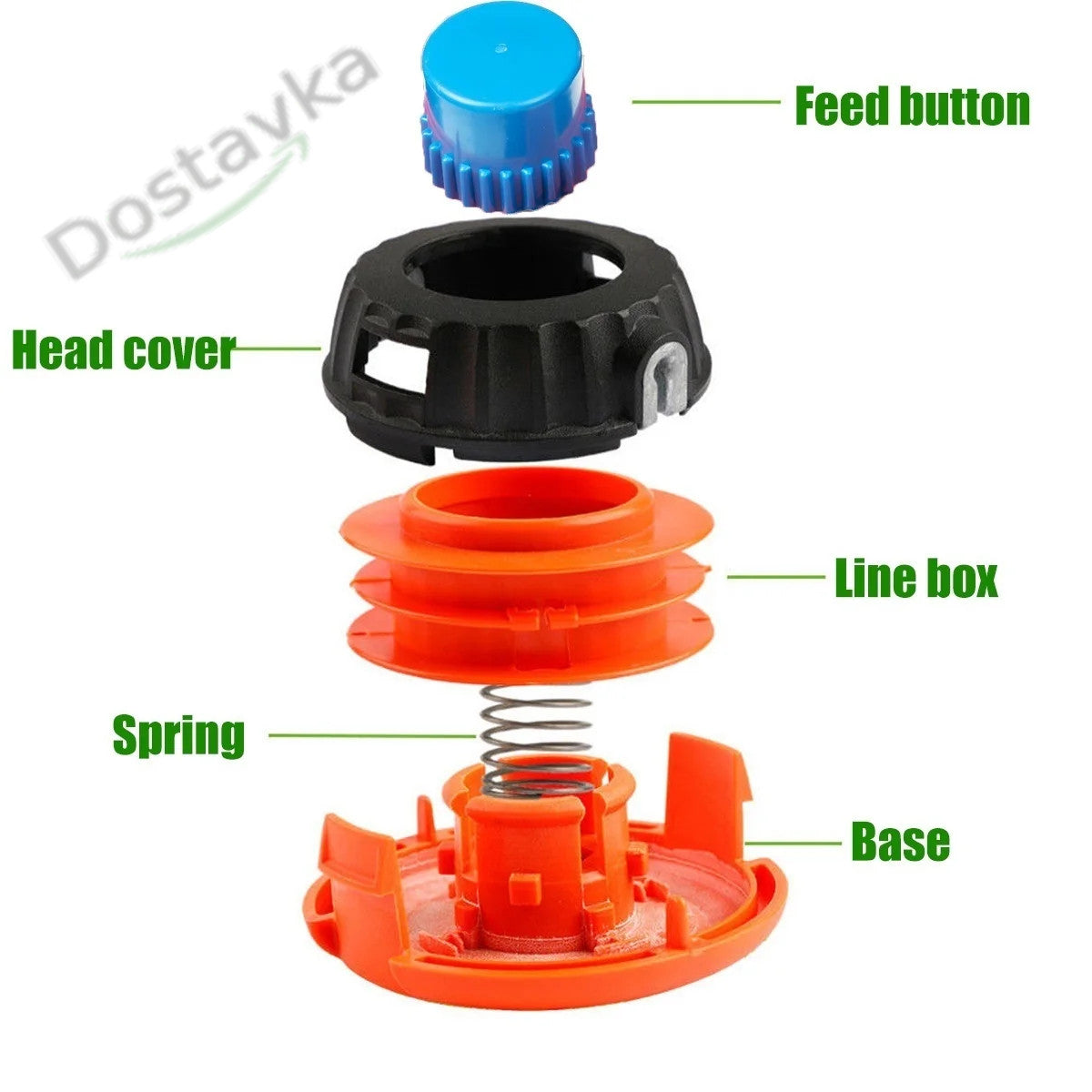 Шпуля-барабан косильная головка автомат триммера для лески на левую резьбу 10 мм (швг 1.25) (покос 30 мм)