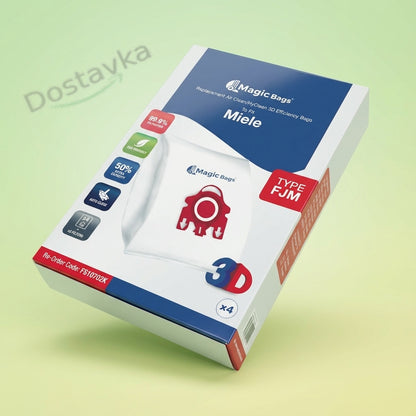 Набор мешков FJM (4 шт) микроволокно + выходной фильтр для пылесоса Miele 41996571D красный