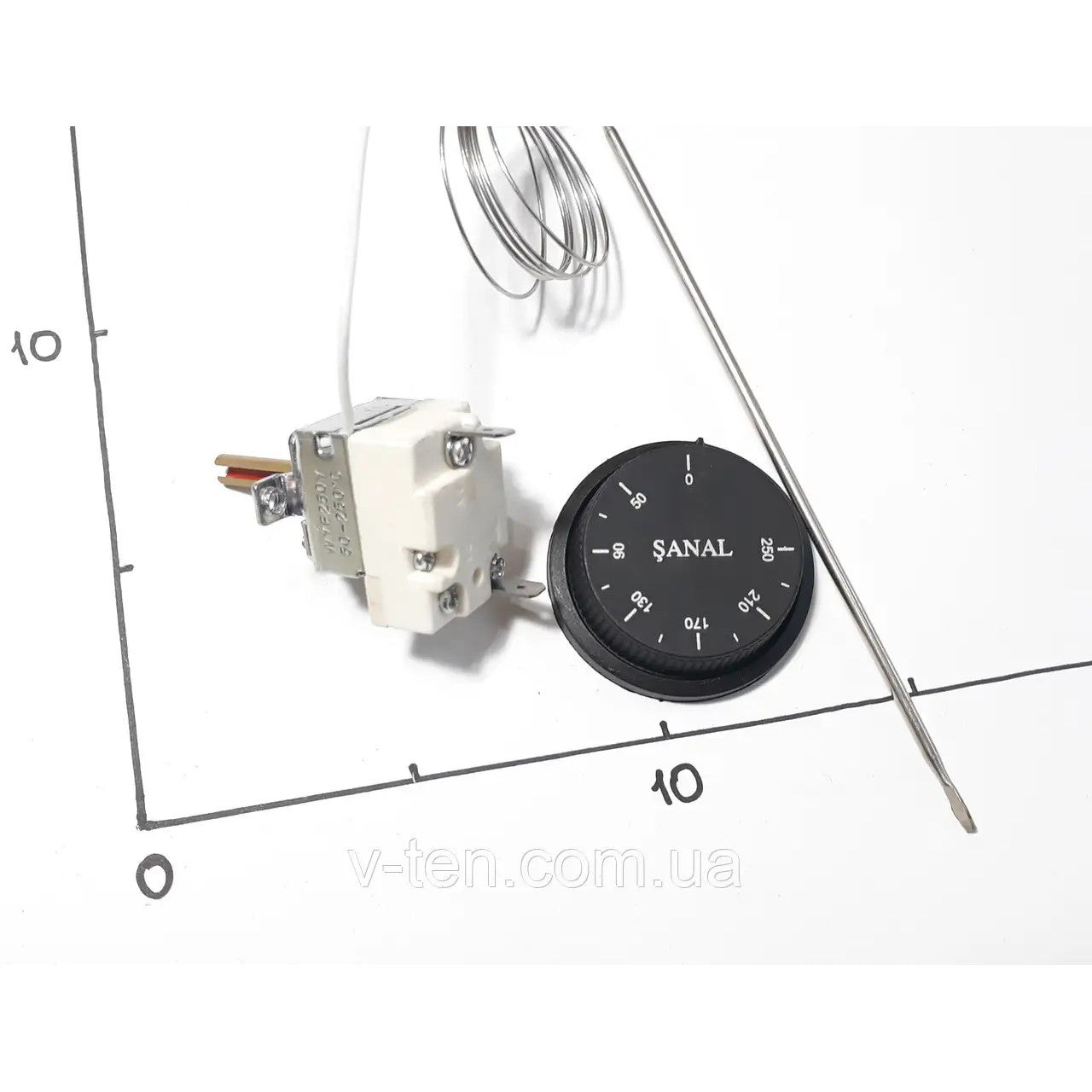 Electric oven thermostat WYF250Y 50-250°C long sensor 170 mm (2-pin)