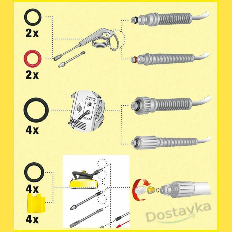 Ремкомплект (Уплотнительные кольца) для насадок автомойки Karcher Lance (2.640-729.0) K2 K3 K4 K5 K6 K7