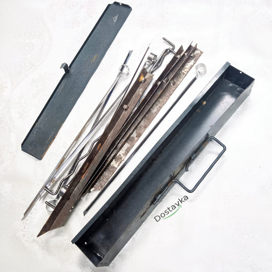 Мангал дорожній в металевій скриньці 43*6*6 см