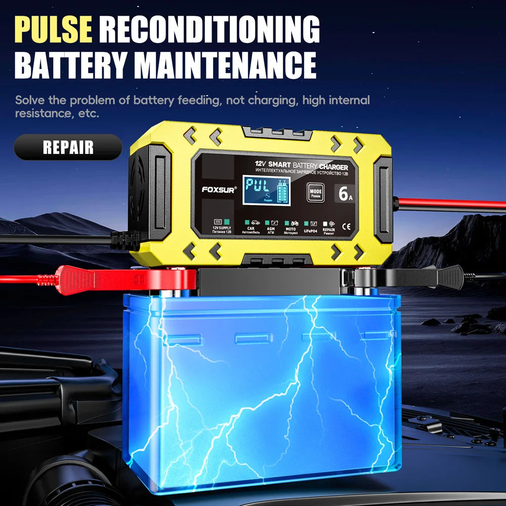 Зарядний пристрій автомобільного акумулятора Foxsur 12V 6A (FBC1206(F)D)