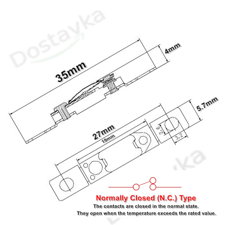 Нормально замкнутый предохранитель отсекатель 60°C-160°C для нагревательной техники