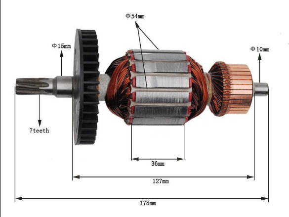 Якорь d54 L127-178 7зуб для отбойного молотка MAKITA 1203