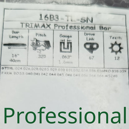 Шина пильная 16" 67 DL 0.325 1.6 мм для цепной пилы