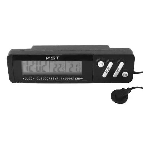Автомобильные часы VST-7067 с будильником и термометрами