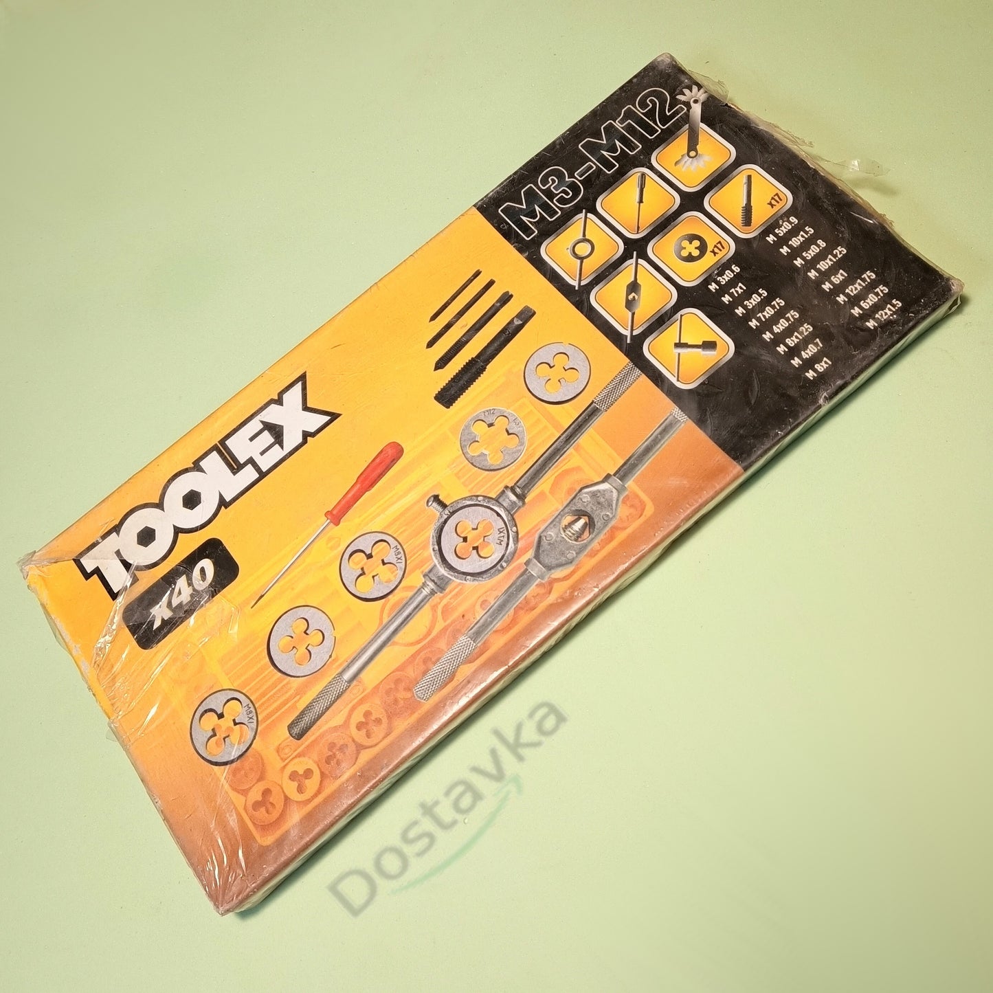 Набор метчиков и плашек 40 в 1 Toolex 19S040 (M3-M12)