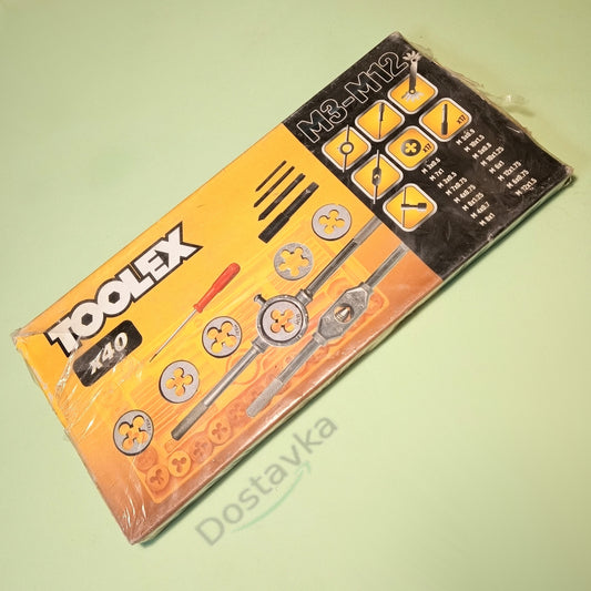 Набор метчиков и плашек 40 в 1 Toolex 19S040 (M3-M12)