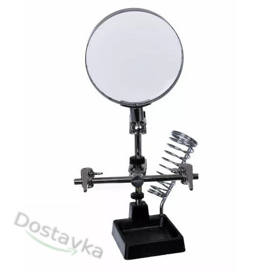 Держатель "третья рука" для пайки/ мелкого ремонта JM-508 с лупой 90 мм