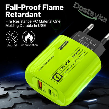 Зарядний пристрій Home Charger | 45W | USB PD 25W QC3.0 | USB C для смартфонів iPhone 15 Xiaomi Samsung Huawei