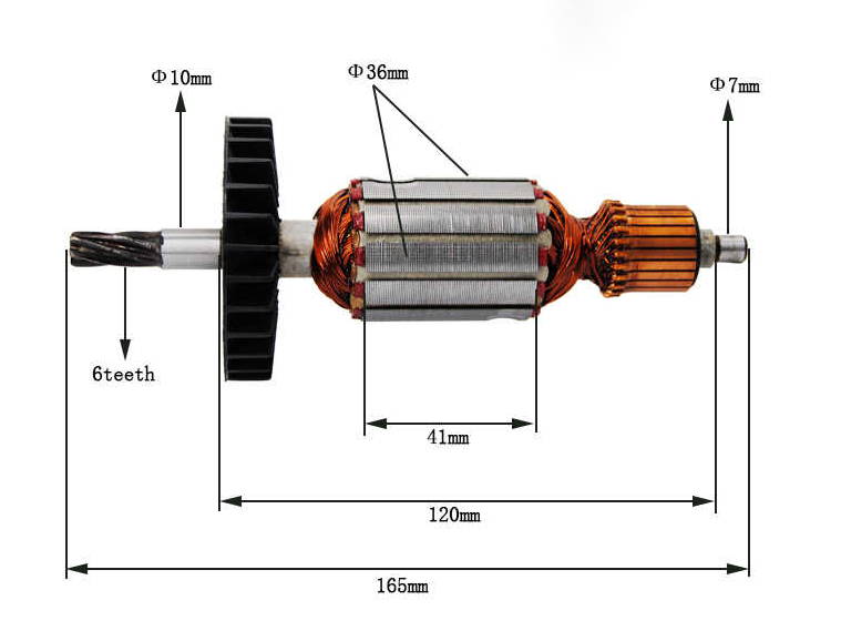 Якорь d36 L120-165 перфоратора Makita HR24-70