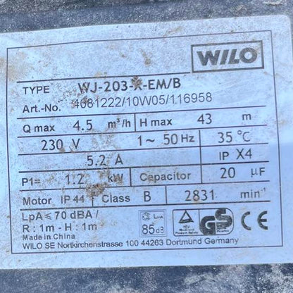 Диффузор в сборе для центробежного насоса Wilo WJ202/ 203