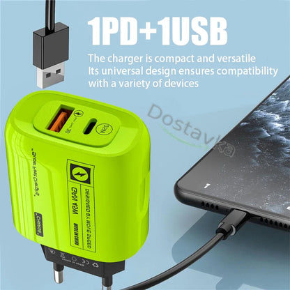 Зарядний пристрій Home Charger | 45W | USB PD 25W QC3.0 | USB C для смартфонів iPhone 15 Xiaomi Samsung Huawei