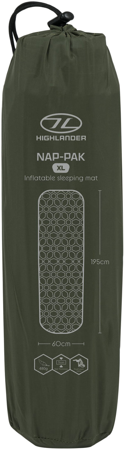 Надувний коврик Highlander Nap-Pak Inflatable Sleeping Mat XL 5 cm Olive (AIR073-OG)