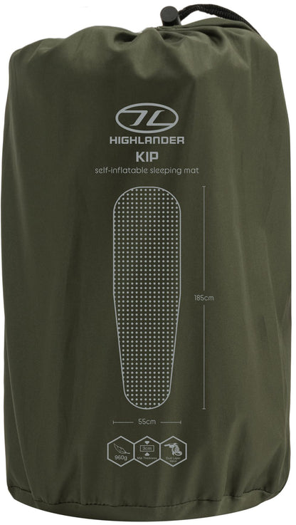 Килимок самонадувний Highlander Kip Self-inflatable Sleeping Mat 3 cm Olive (SM126-OG)