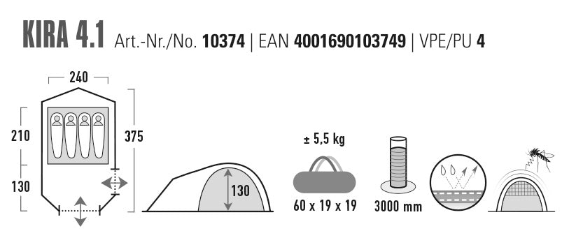 Намет чотиримісний High Peak Kira 4.1 Deep Forest (10374)