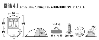 Намет чотиримісний High Peak Kira 4.1 Deep Forest (10374)