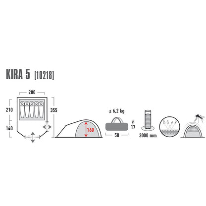 Палатка High Peak Kira 5 Dark Grey/Red (10218)