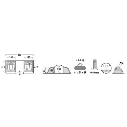 Намет шестимісний High Peak Como 6.0 Dark Grey/Green (10263)