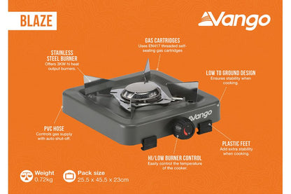 Портативна газова плитка Vango Blaze Grey (ACPBLAZE G10TDC)