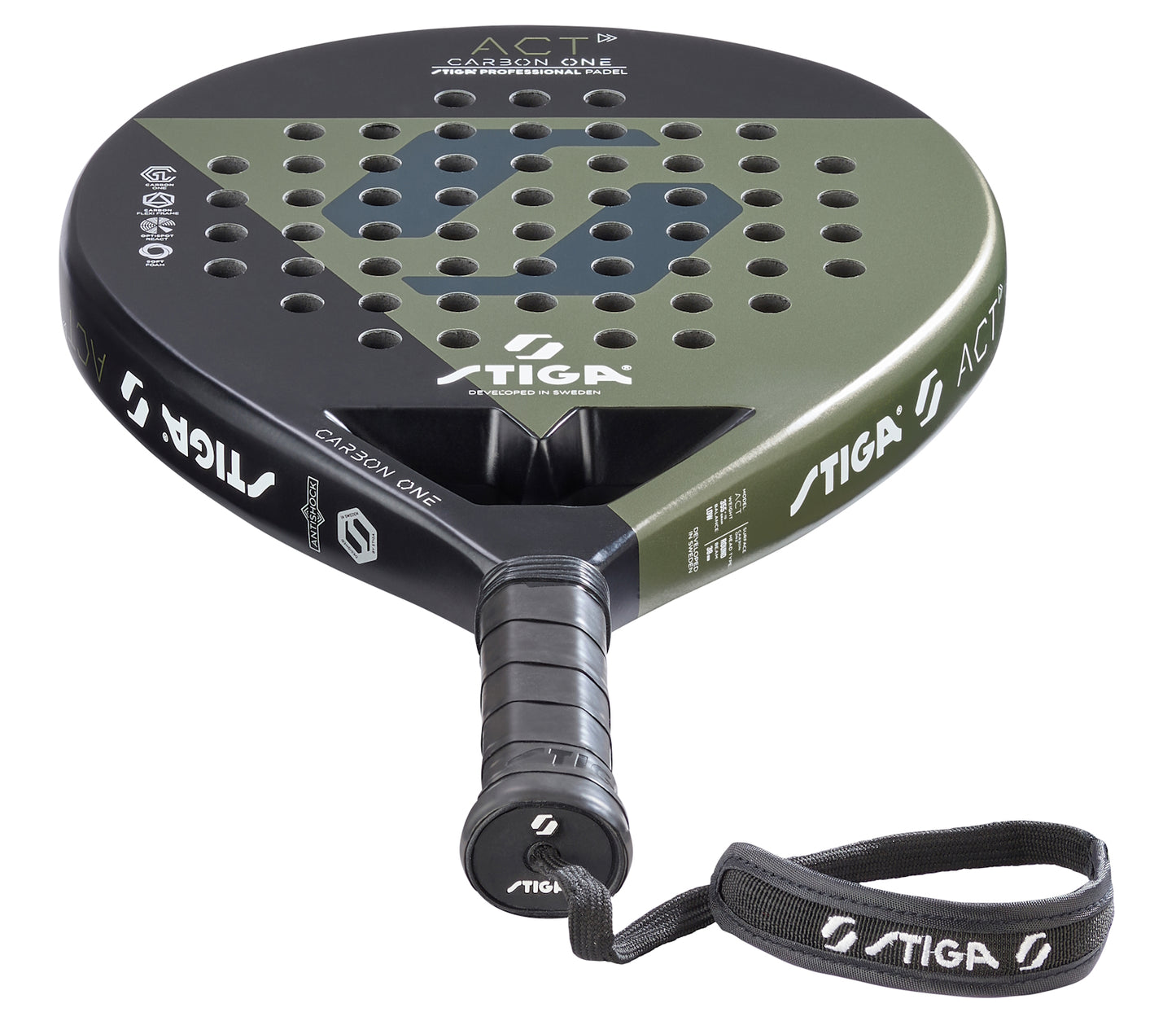 Ракетка для падел тенісу Stiga Racket ACT Black/Olive Green (2202-0919-01)